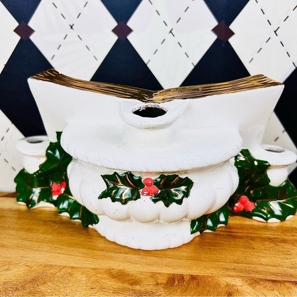 Elegant Christmas CandleHolder or Vase – Open Book Vintage| Ceramic - Picture 8 of 14